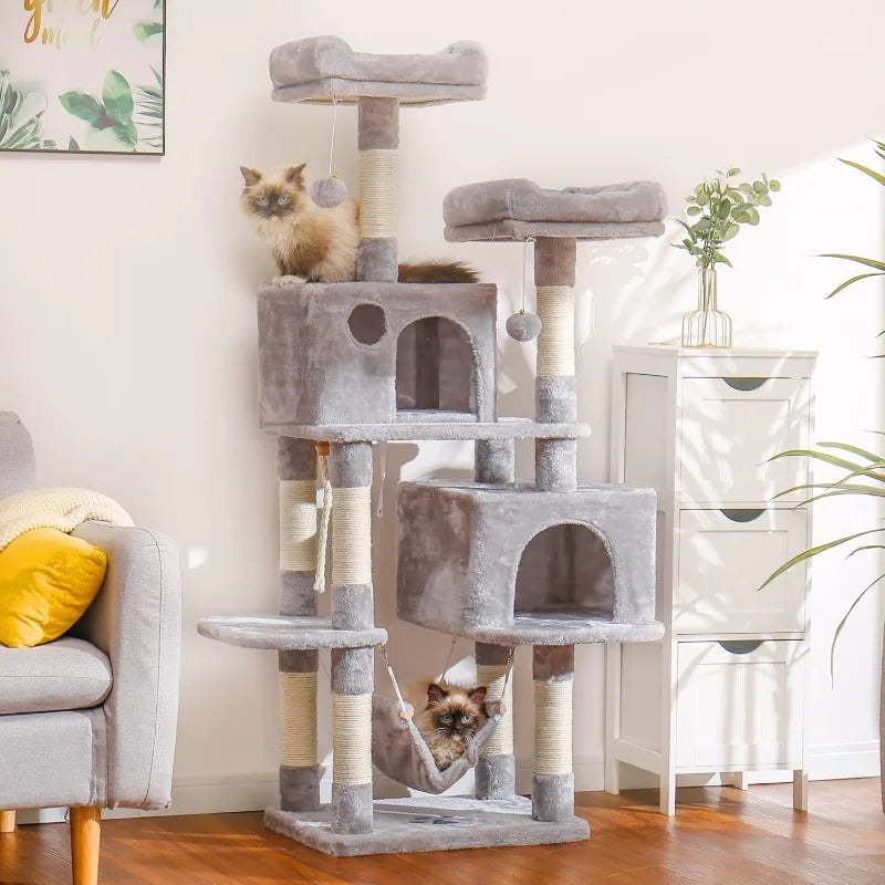 Multi-Level Cat Tree with Scratching Posts, Condos & Hammock