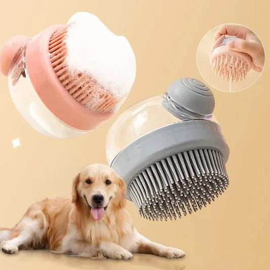 Silicone Pet Bath Brush with Shampoo Dispenser