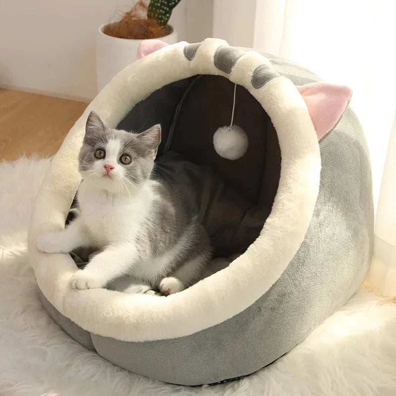 Cozy Washable Pet Bed – Soft Cat Tent & Cushion for Small Dogs