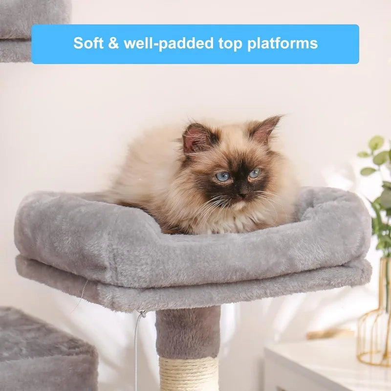 Multi-Level Cat Tree with Scratching Posts, Condos & Hammock
