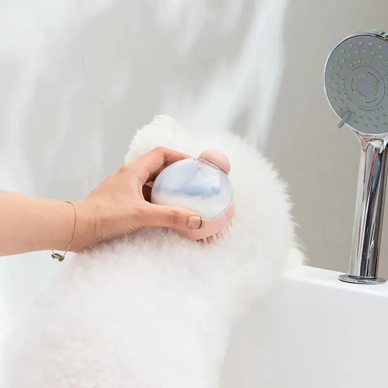 Silicone Pet Bath Brush with Shampoo Dispenser