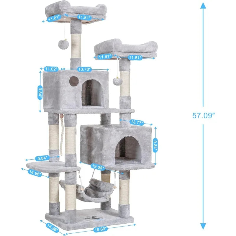 Multi-Level Cat Tree with Scratching Posts, Condos & Hammock