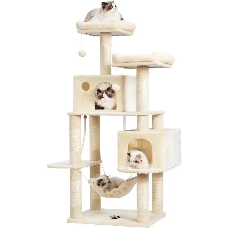 Multi-Level Cat Tree with Scratching Posts, Condos & Hammock