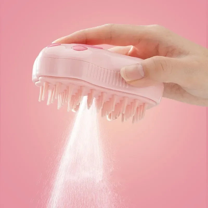 3-in-1 Rotating Cat Grooming Brush with Steam & Self-Cleaning
