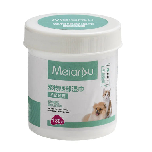 130Pcs/set Pet Eye Wipes for Dog and Cat - Gentle Non-foaming Wipes Towels